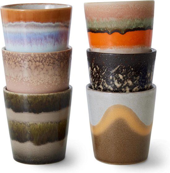 HKLIVING 70s Coffee Cup Set of 6 - 180ml - Assorted Colors