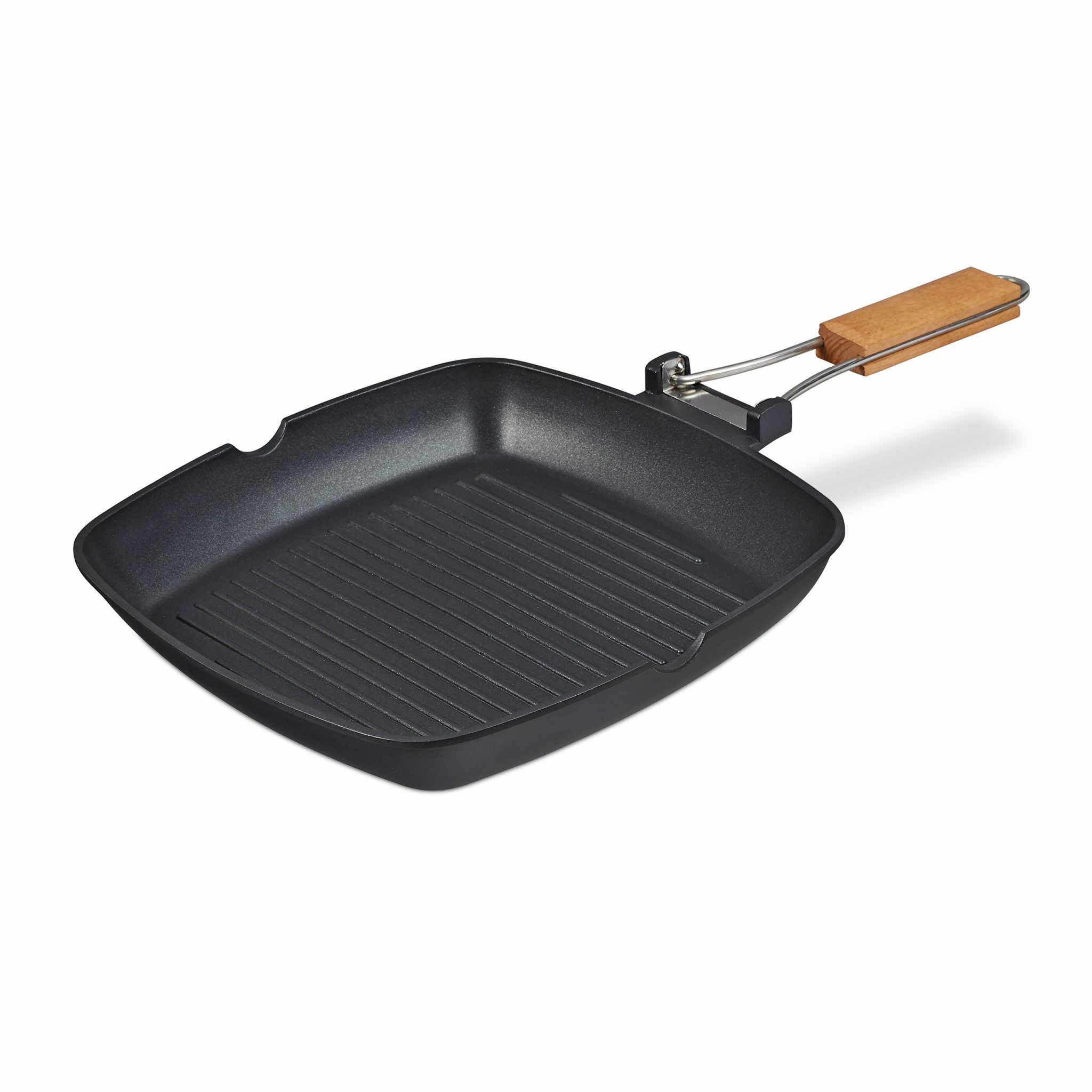 Relaxdays Grillpan - Vierkant - Inductie - Antiaanbaklaag - 29 cm - Zwart/Bruin
