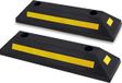 Unyqoos® Set de 2 blocs de stationnement réfléchissants – Blocs de roue avec bandes réfléchissantes jaunes, robustes pour garage et parking, vis d'expansion incluses