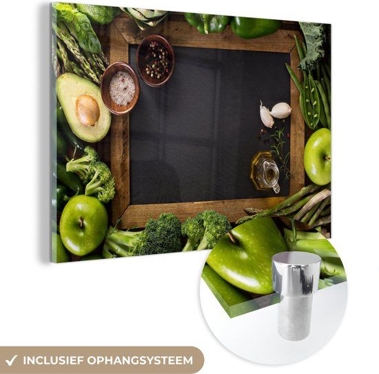 MuchoWow® Glass Painting 30x20 cm - Acrylic Glass Painting - Fruit - Chalkboard - Vegetables - Photo on Glass - Paintings