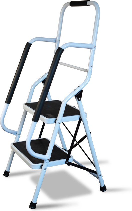 Aidapt opstapkruk met leuning - 2 treden - Wit