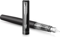 Parker Vector XL vulpen | metallic zwarte lak op messing met chroom detail | medium penpunt met blauwe inkt navulling