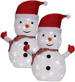 Merkloos / Sans marque Kerstverlichting figuur - 2x - sneeuwpop - H68 cm - 30 led lampjes - buiten - verlichte figuren - kerstversiering