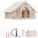 Latios Tente de camping gonflable - Tente glamping 4-6 personnes - 3 x 3 x 2,3 m - 4 saisons - 300D Oxford - Raccordement poêle - 2 portes et 4 fenêtres en maille - Pompe manuelle et sac de transport