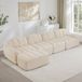 REDOM - Canapé d'angle modulaire 4 places avec ottomane - Sans cadre avec assise profonde et forme organique - Canapé lounge moderne pour salon - Revêtement en polaire - Beige-Blanc - 366 x 165 x 79 cm