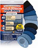 Jeans Reparatie Patches Opstrijkbaar, 10 Stuks, Blauw en Zwart, Denim
