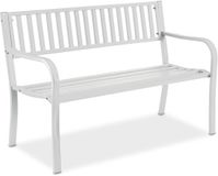 Merkloos Relaxdays metalen tuinbank, 2-zits, 127,5 cm breed, wit