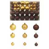 VidaXL 100-delige Kerstballenset Kunststof Brons, Bruin, Goud 3/4/6 cm