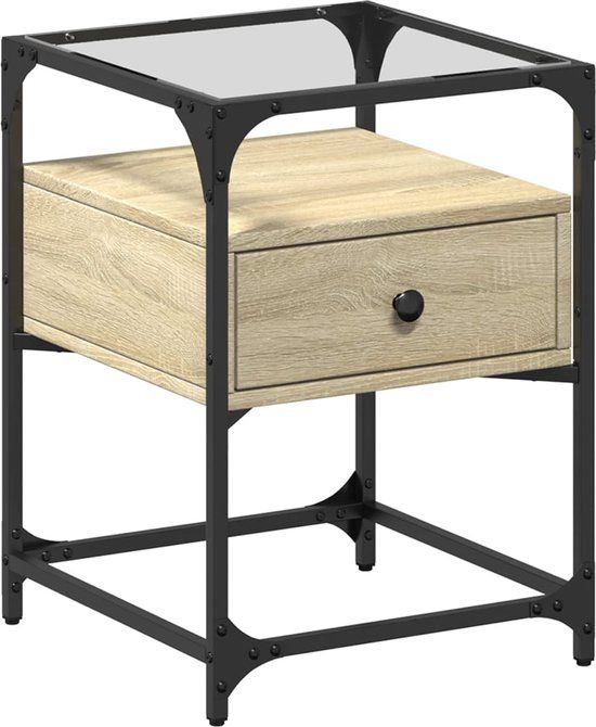 vidaXL Nachtkastje 40x40x55 cm bewerkt hout sonoma eikenkleurig