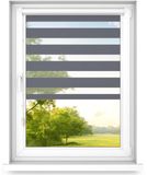 Fart Produkt time4blinds - Dubbele Rolgordijnen Zonder Boren - Zebra-Rolgordijnen voor Ramen en Deuren - om te Plakken, met Aluminium Cassette, Lichtdoorlatende Stof - Staal, 1100x800, Rechts