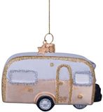 Vondels Boule de Noël - Caravan 7cm Or, Blanc