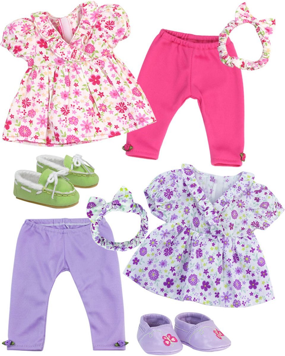 Sophia's by Teamson Kids - 15" Pop - Set met bloementop, legging en hoofdband - paars