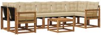 vidaXL - Hoek loungeset - Acacia hout - Natuurlijk en beige