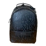 Armani Exchange Liz rugzak voor dames, Pebble All Over logo, zilveren ritssluiting, zwart, eenheidsmaat
