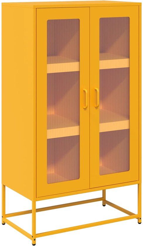 vidaXL Hoge kast 68x39x123 cm staal mosterdgeel