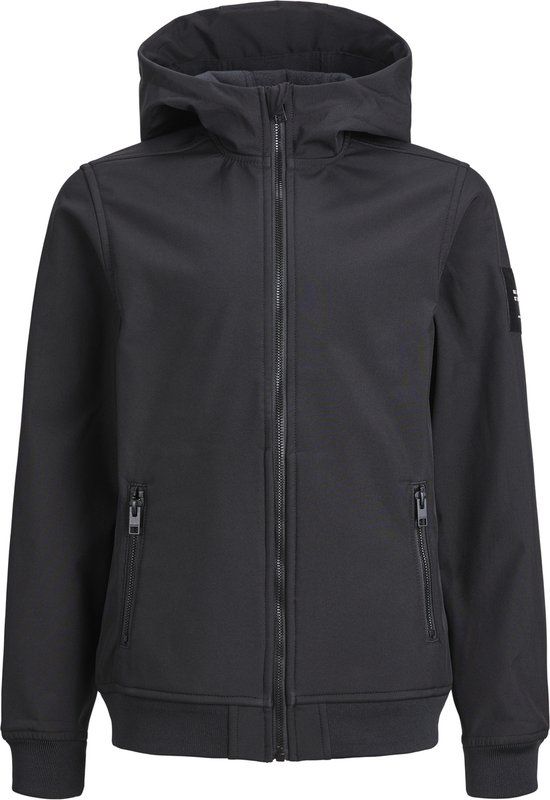 JACK & JONES JUNIOR JJEBASIC SOFTSHELL HOOD NOOS JNR Softshell Jas - Zwart - Maat 140