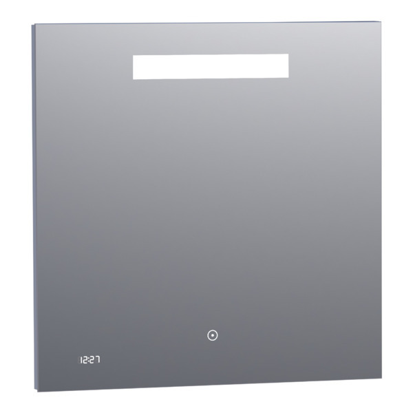 Saniclass Exclusive Line Clock spiegel 70x70cm met verlichting met klok aluminium 3870s