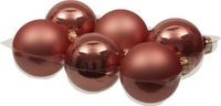 Othmar Decorations Kerstballen - 6x st - koraal roze - 8 cm - glas - mat/glans
