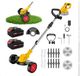 Désherbeur électrique - Coupe-bordures sans fil 3-en-1 - 21V - Moteur sans balai - Batterie incluse - Jaune
