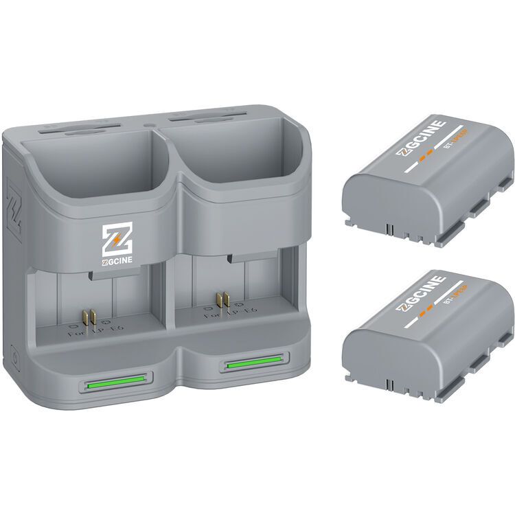 ZGCINE PC2-LPE6 Dual Battery Charging Case + 2 LP-E6 accu's