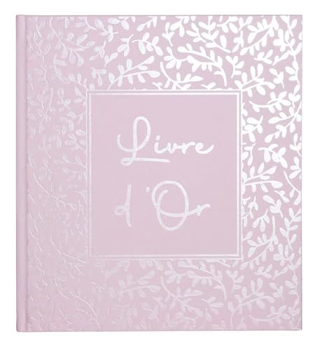 EXACOMPTA - 47364E - 1 AUTENTIK gastenboek - compact formaat 21 x 19 cm - zilveren schijf en markering met opschrift gastenboeken - 140 effen witte pagina's - roze snoep