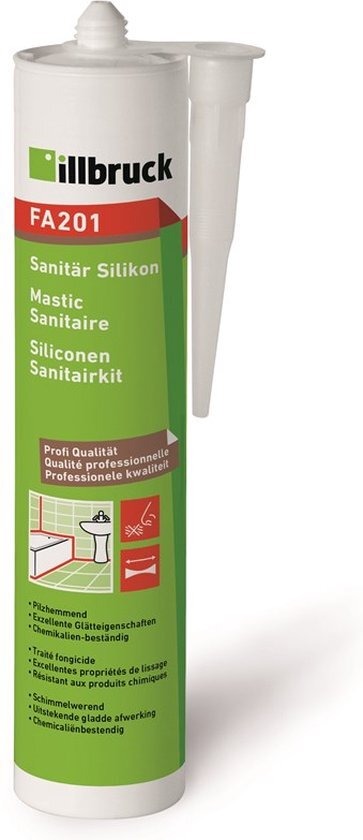 Illbruck FA201 Siliconen sanitairkit - 310 ml koker - pergamonwit