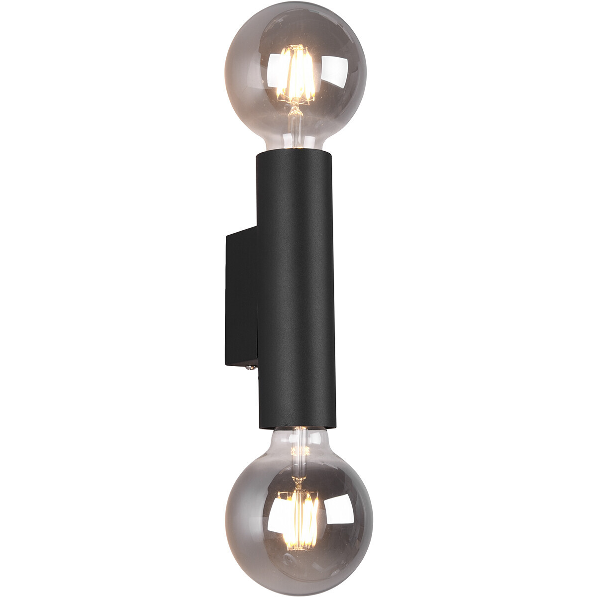 BES LED LED Wandlamp - Wandverlichting UP en DOWN - Trion Vundon - E27 Fitting - 2-lichts - Rond - Mat Zwart - Aluminium