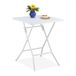 Relaxdays Inklapbare tuintafel, HBD: 73 x 62 x 62 cm, balkontafel met houtlook, kunststof, buitentafel, wit