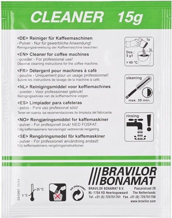 Bravilor Bonamat Cleaner - Reinigingsmiddel voor filterkoffiezetapparaten - 60 stuks