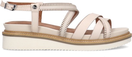 No Stress - Dames - Witte leren sandalen met bandjes - Maat 38