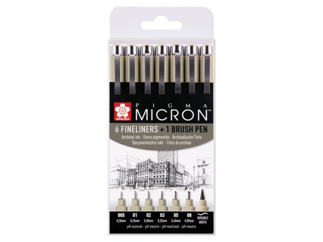 Sakura POXSDK7B - Fineliners - Beige - Set of 7