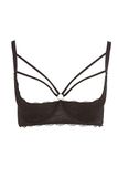 Cottelli Plus Size – Kanten Riem Top Beha met Licht Gevoerde Open Cups en Stijlvolle Buste Ring – Maat 85D – Zwart