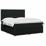 vidaXL Boxspringbed met matras met hoofdeinde Zwart 200 x 200 cm Stof