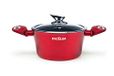 Excelsa Phoenix steelpan anti-aanbaklaag 2 handgrepen, Aluminium, Rood