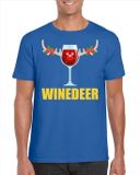 Bellatio Decorations Shoppartners Bv Foute Kerst t-shirt wijntje Winedeer blauw voor heren XL