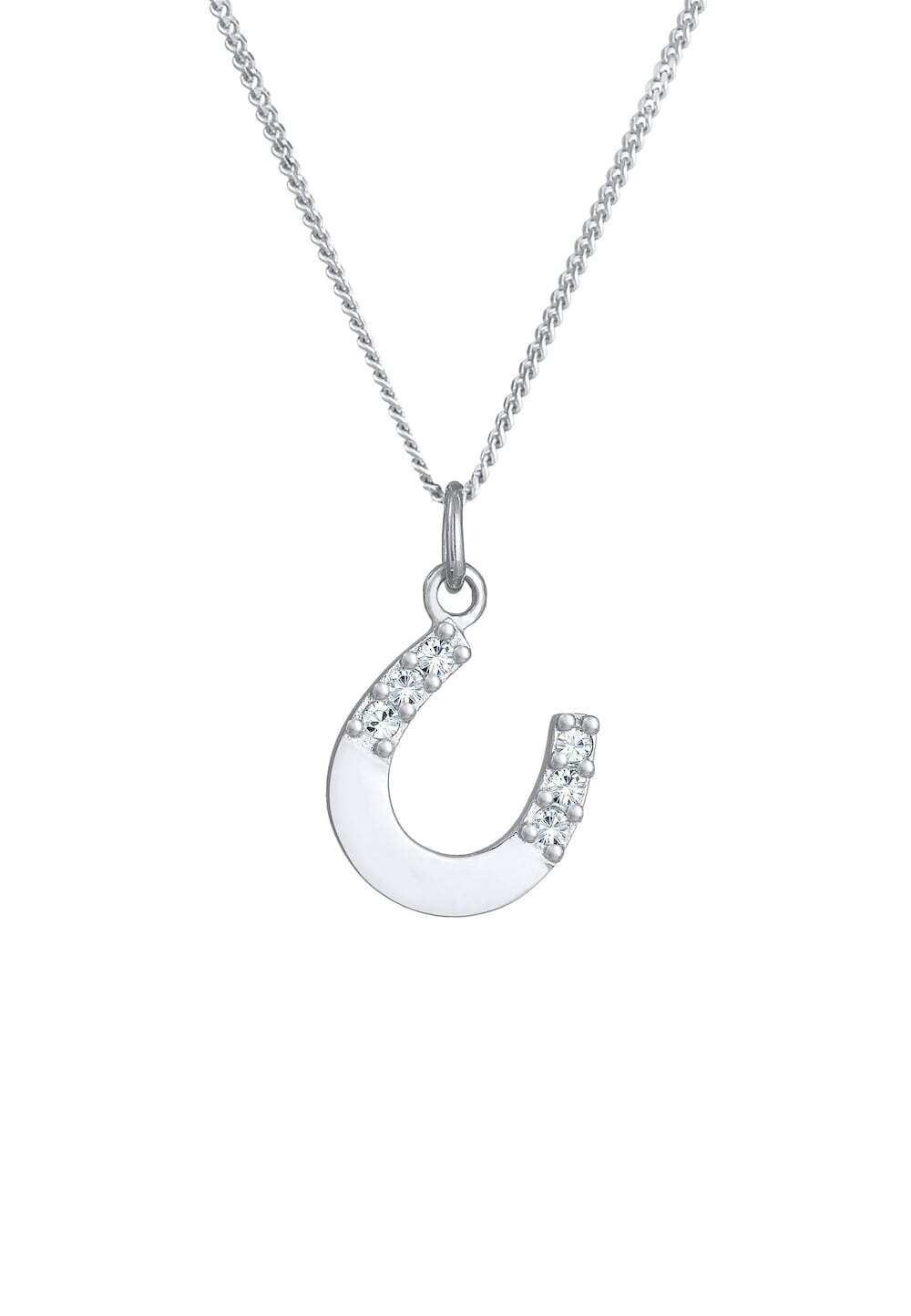 Elli Elli Elli Halsketting Dames Hoefijzer Hanger Effen met Kristal in 925 Sterling Zilver Kettingen