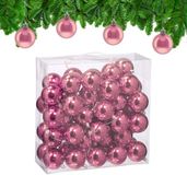 Relaxdays kerstballen set van 50 - Ø 6 cm - glanzend - kunststof - roze