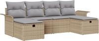vidaXL Tuinbank Set 6-delig Poly-rattan Beige