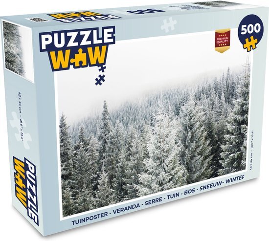 MuchoWow Puzzel Bos - Sneeuw - Winter - Seizoenen - Dennenboom - Legpuzzel - Puzzel 500 stukjes - Sinterklaas cadeautjes - Sinterklaas voor grote kinderen