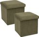 Home Deco Factory Poef/hocker opvouwbaar - 2x - rib design - opbergbox - groen - polyester/mdf - 38 x 38 cm