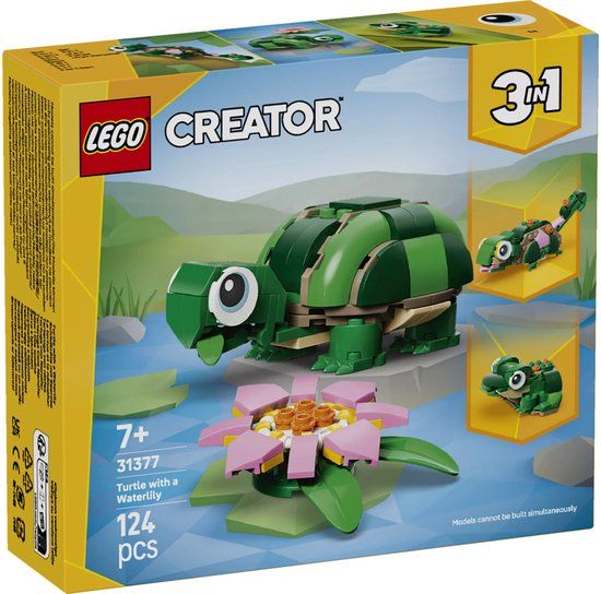 LEGO Creator 3in1 Schildpad met Waterlelie - Speelgoedmodel - Bouw Om tot Kameleon of Kikker - 31377