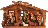 BRUBAKER Crèche - Crèche de table de 40 cm avec figurines peintes à la main de Jésus, Marie, Joseph et les Rois dans la crèche sous l'étoile - Figurine de crèche décoration de table en polyrésine