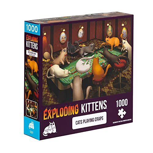 Exploding Kittens Jigsaw Puzzles for Adults - Cats Playing Craps - 1000 Piece Jigsaw Puzzles For Family Fun & Game Night