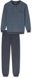 SCHIESSER - Pyjama lang - Heren - Grafiet - Effen - Lange mouw - 100% Katoen - Maat XL