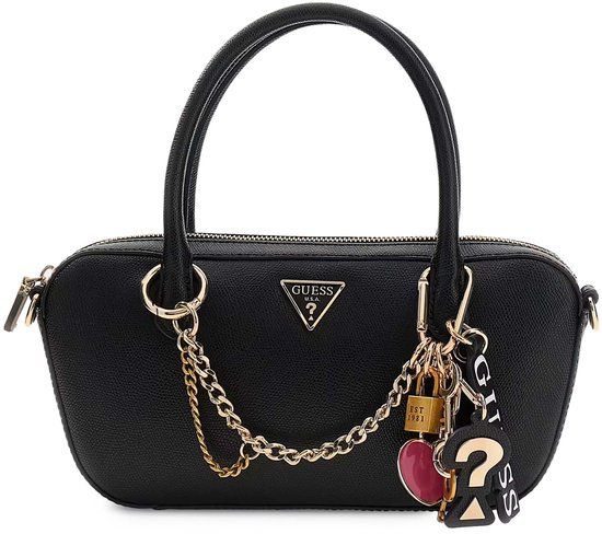 GUESS Davina Satchel Black Zwart Handtas