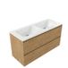 Saniclass Holz Pure Badkamermeubelset - 120x45x77.5cm - Torino solid surface wastafel wit - zonder kraangat - 4 lades - mat eiken natural (hout) SW1420790/SW1471858
