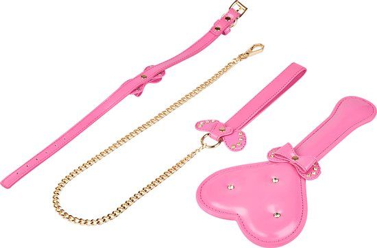 EIS, luxe bondage set, 3 delig, incl. peddel, in lederlook, roze