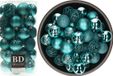 Bellatio Decorations Boules de Noël - 74 pièces - bleu turquoise - 6 cm de diamètre - plastique - incassable