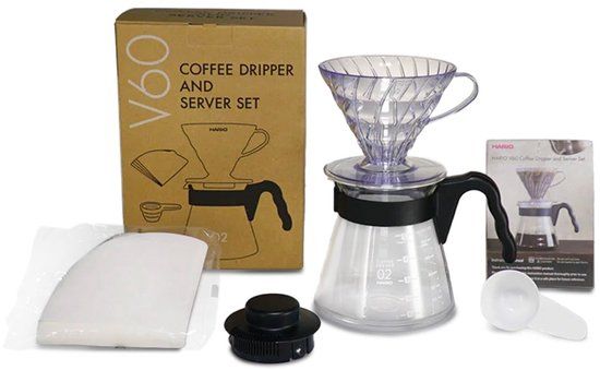Hario V60 Coffee Dripper and Server Set 02 - Zwart