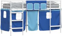 vidaXL Bunkbed voor kinderen met gordijnen Wit en Blauw 75 x 190 cm